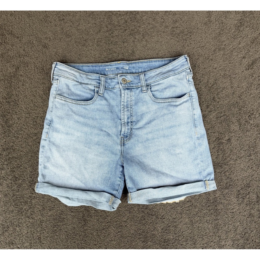 Old Navy High Rise WOW Denim Shorts Light Wash Blue Cuffed Size 12